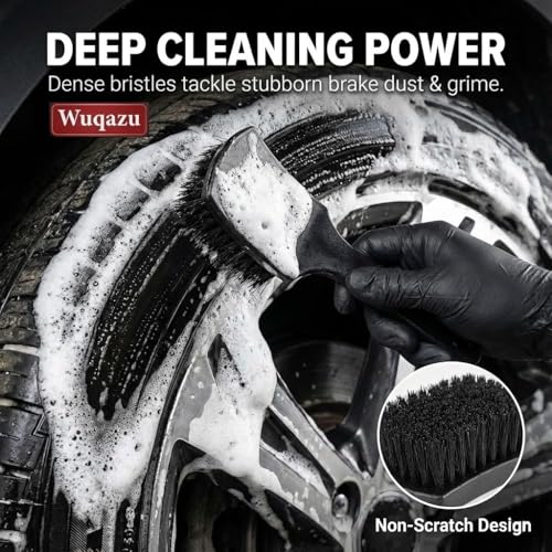 8PCS Wheel Tire Cleaning Kit 360 Flexible Wool Scratch-Free Rim Brush | Dual Hardness & Boar Hair,Tire Dressing Pad Towel,Multi-Vehicle Auto Care Car Lover Gift Kit - size: 8 PCS
