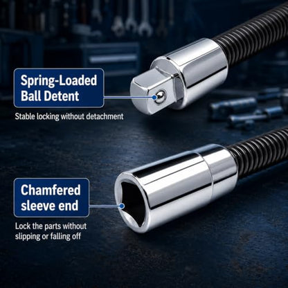 3Pcs Flexible Socket Extensions Cable,Flexible Ratchet Extensions Rods,Universal Extensioni Rod for Electric Wrench Socket, Extension Rod for Automotive Tools,Suitable for Narrow Maintenance Areas