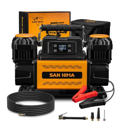 SanHima 12V Air Compressor, 150 PS Dual Cylinder Portable Tire Inflator - size: 12.36 CFM