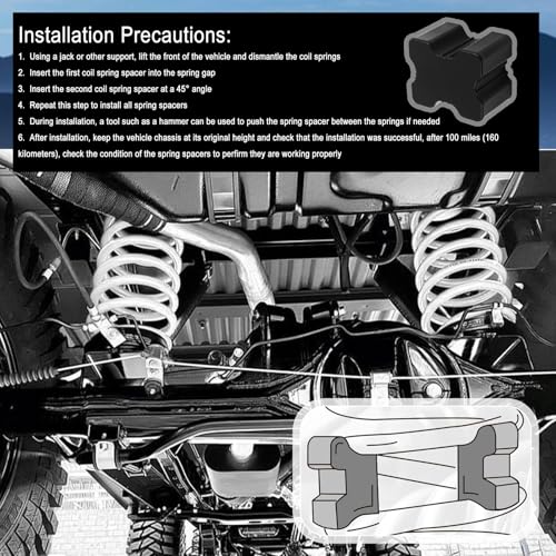 4PCS Rubber Car Coil Spring Spacer,Heavy Duty Car Rubber Lift Blocks Kit for Lifting Spring Spacing 1" to 1.5",Professional Front & Rear Cars Coil Spacers Kit Cars Accessories