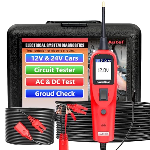 Autel PowerScan PS100 Automotive Circuit Tester, Power Circuit Probe Scan Tool, 12-24V Electrical Short Open Breaker Circuit Finder, AC/DC Current Resistance, 20ft Extension Cord, for 99% Car