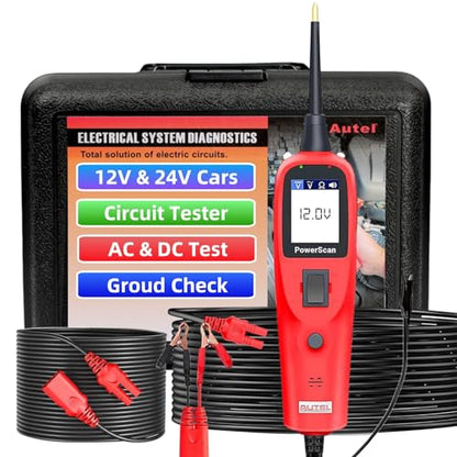 Autel PowerScan PS100 Automotive Circuit Tester, Power Circuit Probe Scan Tool, 12-24V Electrical Short Open Breaker Circuit Finder, AC/DC Current Resistance, 20ft Extension Cord, for 99% Car