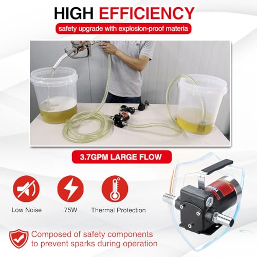 TOPWAY 110V Gasoline Fuel Pump Kit, Self-priming Oil Transfer Pump with Handle, Reversible Pumping, Overheat Protection, Explosion-Proof, Oil Hose, Nozzle for Gasoline Fuel Diesel Kerosene Removal - style: 110V 3.7GPM KIT