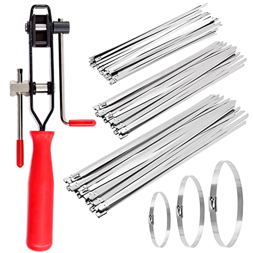 Swpeet 37Pcs 4" 8" 14" CV Joint Ear Clamp Banding Boot Clamp Tool with Stainless Steel Band Clamps Locking Metal Cable Zip Ties Kit, Perfect for Mounting CVT Joint Boots, ATV Axle Boot, Auto/ATV
