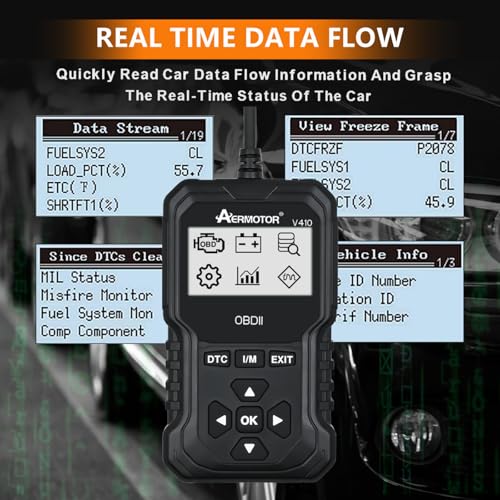 OBD2 Scanner, V410 Car Scanner Diagnostic Tool: Engine Fault Code Reader Scan Tool with Live Data/Freeze Frame for All OBDII Cars After 1996,Black - color: black