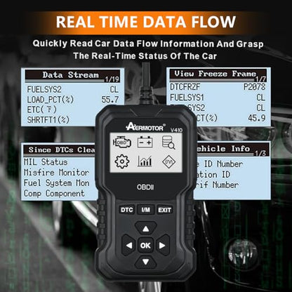 OBD2 Scanner, V410 Car Scanner Diagnostic Tool: Engine Fault Code Reader Scan Tool with Live Data/Freeze Frame for All OBDII Cars After 1996,Black - color: black