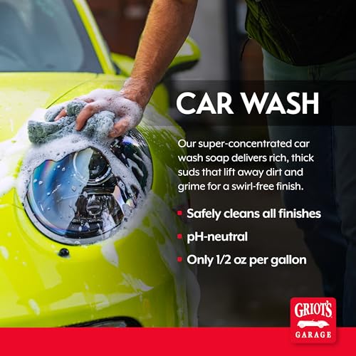 Griot's Garage Super-Concentrated Car Wash for Vehicle Washing and Cleaning, Foaming Liquid Soap, Won't Strip Waxes, Sealants or Ceramic Coatings, pH Balanced, 11103, One Gallon - size: 128 Fl Oz (Pack of 1)