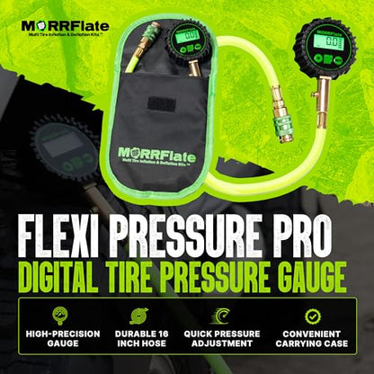 MORRFlate MF Flexi Pressure Pro Digital Tire Pressure Gauge with Purge Valve, 16" Hose, and Rip Away Molle Panel Carrying Bag