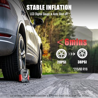 AVID POWER Tire Inflator Portable Air Compressor AC/DC, Automatic Tire Inflator with Gauge, 12V, 110V Small Air Compressor, Portable Air pump for Car Tires, Bikes, Motorcycles, Small inflatables