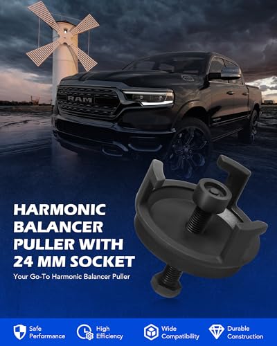 OMT Harmonic Balancer Puller for Engine Balancer Removal Replacement | LS Crank Pulley Puller Compatible with GM Chrysler Jeep Dodge, Harmonic Damper Puller with 24mm Socket