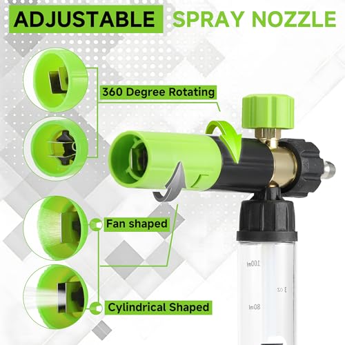 Tool Daily Pressure Washer Short Gun with Mini Foam Cannon for Car Wash | 5 Power Washer Nozzle Tips, 1/4 Inch Quick Connector, 3600 PSI - size: 100 ml