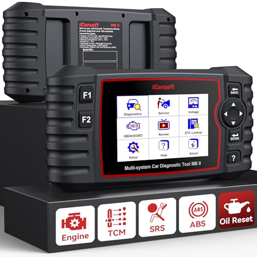 iCarsoft MB II OBD2 Scanner for Mercedes Benz/Sprinter/Smart, All System in-Depth Diagnostic Scan Tool, with Oil Reset/SAS/EPB/ETC/DF/BLD/INJ, Battery Test, Live Graph Data