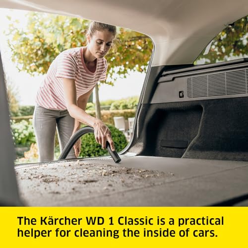 Kärcher WD 1 Classic Multi-Purpose 4 Gallon Wet-Dry Shop Vacuum Cleaner with Floor Nozzle, Crevice Nozzle, Blower Feature, Compact Space-Saving Design, 900W - style: WD 1 Classic