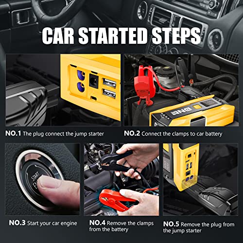 DNA Motoring 12V 2000A Peak Multi-Function Portable Car Battery Jump Starter for Up to 8.0L Gas / 6.3L Diesel Engine, with Carry Case, Golden/Black,TOOLS-00276 - color: Golden, style: 2000A Peak