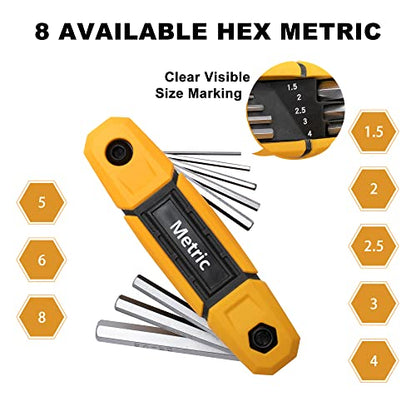 MULWARK 17pcs Folding Allen Wrench Set | Metric & Standard SAE - Key Tool 2 Pack Portable Hex for Basic Home Repair and General Applications - style: Ergonomic,Foldable,Portable