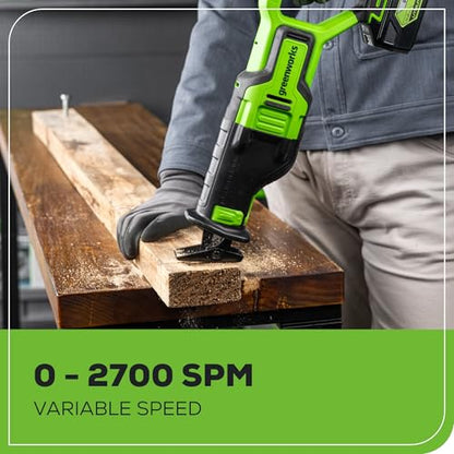 Greenworks 24V Cordless Power Tool 3pcs Combo Kit, Jig Saw with 4Ah USB Battery & Charger, Circular Saw (6-1/2") & Reciprocating Saw, Brushless Motors, 3000 SPM & 4800 RPM - size: 3PCS Combo Kits(Circular+Recip+Jig Saw)