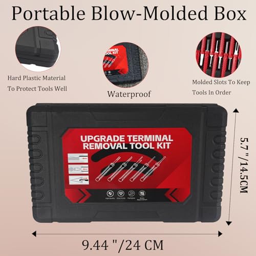 Terminal Removal Tool Kit-41Pcs Depinning Tool with Blow-Molded Case | 41Pcs Depinning Tools Kit Automotive Red Electrical Pin Removal Tool Kit for Auto Motorcycle Wire Harness and Connectors - color: Red