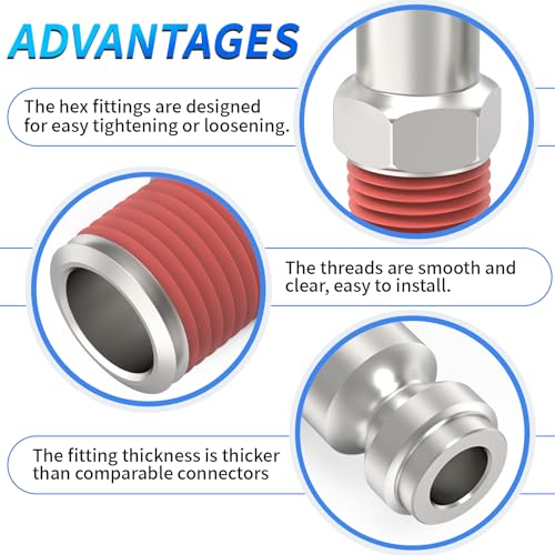ChillWaves Automotive T-Style Air Plug, 1/4" NPT Male Pneumatic Plugs, Air Compressor Accessories Fittings(20-PACK) - size: 1/4" MNPT(1/4" Body)