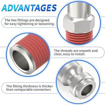 ChillWaves Automotive T-Style Air Plug, 1/4" NPT Male Pneumatic Plugs, Air Compressor Accessories Fittings(20-PACK) - size: 1/4" MNPT(1/4" Body)