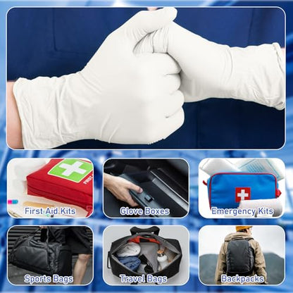 Chicingyou 30 Pairs Disposable Emergency Glove Individually Packaged Travel Gloves Travel Trauma Essential Nitrile Glove (White) - color: White
