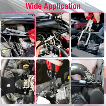 BETOOLL Hose Clamp Pliers 16PCS, Hose Clamp Removal Tool Kit with Long Reach & Flexible Wire Tools for Radiator, Heater, Coolant & Water Hoses - color: Red