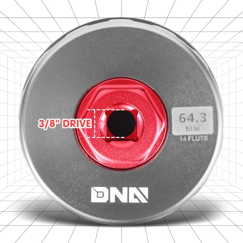 DNA MOTORING Oil Filter Wrench 64.3mm 14 Flute Filter Cap Socket Remover Tool Compatible with Toyota Lexus Scion, Precision CNC Machined Aluminum, TOOLS-00540