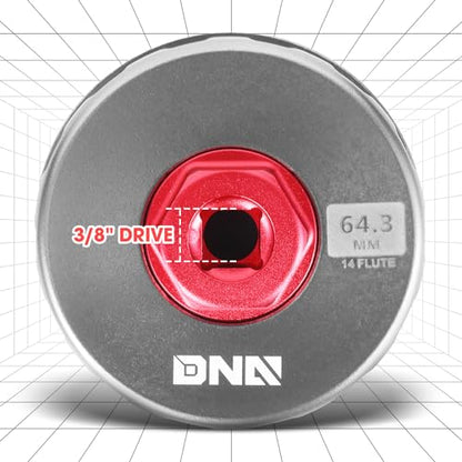 DNA MOTORING Oil Filter Wrench 64.3mm 14 Flute Filter Cap Socket Remover Tool Compatible with Toyota Lexus Scion, Precision CNC Machined Aluminum, TOOLS-00540