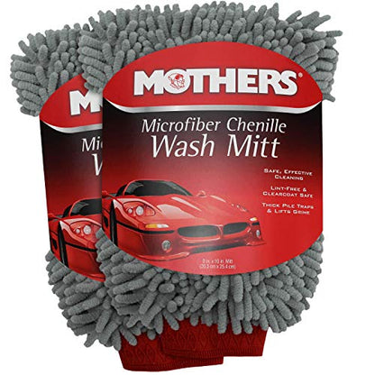 MOTHERS Premium Chenille Car Wash Mitt, Scratch and Lint Free, 2 Pack - style: 2 Pack