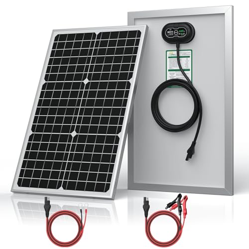 SUNER POWER 12V 30W Solar Panel, Built-in UltraSmart MPPT Charge Controller, Waterproof 30 Watt Solar Battery Maintainer for 12Volt AGM, Deep Cycle, Lead-Acid, Lifepo4 Battery - size: BC-30W-Ultra