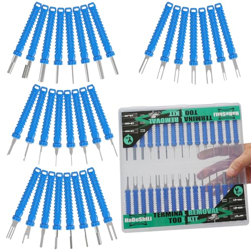 Terminal Removal Tool Kit – 31Pcs Electrical Pin Extractor Tools | Connector Depinning Tool Kit for Automotive, Motorcycle, and Electronics Repair with Blister Case, Blue - color: Blue, size: Blister Case
