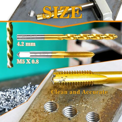 M5x0.8 Tap and 4.2mm Drill Bit for Metal,M2 HSS Metric Drill and Tap Set | Combination of Drill and Tap Kit for Metal - size: M5 x 0.8 Tap - 4.2mm Drill