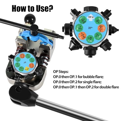 RQG Pro Brake Line Flaring Tool Kit, 45 and 37 Degree Flaring Tool, Single/Bubble/Double Flare Tool Set for Copper Aluminum Stainless Steel Brake Line Fuel Line Transmission Cooler Tubes