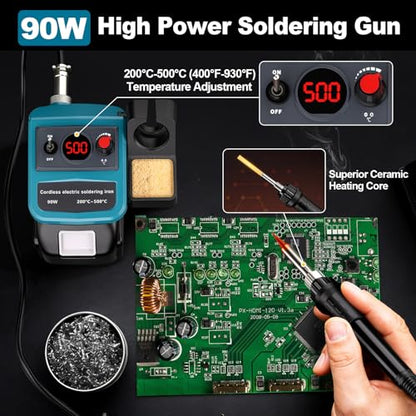 Taingwei Cordless Soldering Iron Kit for Makita 18v LXT Battery,90W LED Digital Solder Iron Soldering Gun with 5pcs Tips,0.04” Solder Wire for any Hobby Enthusiast (Battery not included) - style: For Makita Battery