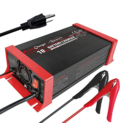 12V/24V 10A Smart Battery Charger, Automatic Battery Charger with Overcharge Protection,Battery Maintainer,LED Indicator&SAE Connector for SLA AGM Gel Wet Lead Acid deep Cycle Batteries