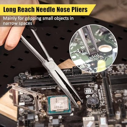 Long Needle Nose Pliers-11’’, for Home,Fishing, Jewelry,Crafts, 1pcs | for Tight Spaces,Paper Clamp Precision, High Carbon Steel, Non-slip Handle,Effort-Saving Design - style: One-11in
