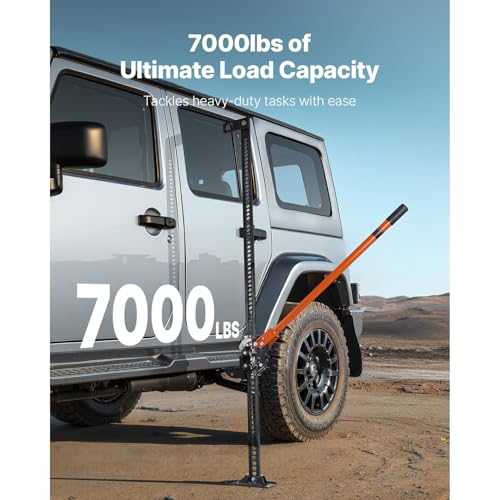 VEVOR Farm Jack 60inch, 7000 lbs Capacity Ratcheting Off Road Jeep Jack for Tractor, Truck, SUV, Bumper Lift, Orange - size: 5.1 x 9.1 x 60.0 inch