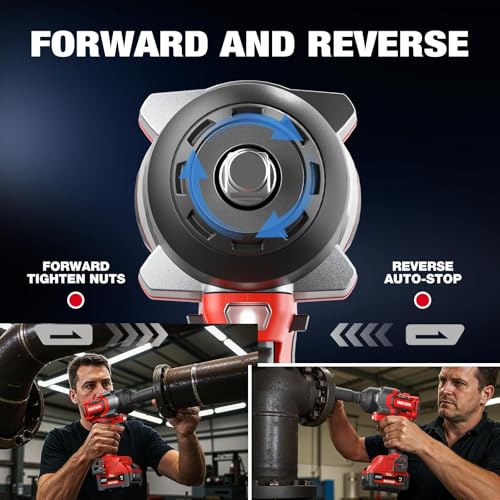 Cordless Impact Wrench, 900Ft-lbs (1200N.m) 1/2" Brushless Impact Gun, 20V High Torque Power Impact Driver, 2x4.0Ah Batteries,Brushless Motor 2400 RPM Variable Speeds for Family Car/Pickup Truck/Mower