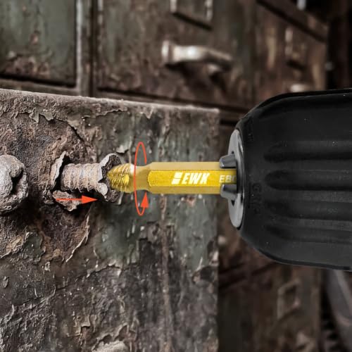 EWK 6-Piece 2-in-1 Flip Screw Extractor Set, HSS Screw Removal Tool with Left-Hand Drill Bit and Spiral Extractor for Stripped Screws, Broken Bolts, Rusted Fasteners, and Damaged Heads - style: 6 Pcs Screw Extractor Set