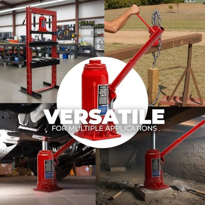 XtremepowerUS 10 Ton (20,000 lb) Hydraulic Bottle Jack, Heavy Duty Low Profile Steel Car Jack with Adjustable Lift Saddle for Cars, Trucks, SUVs, Trailers & Garage Repair - size: 10 Ton