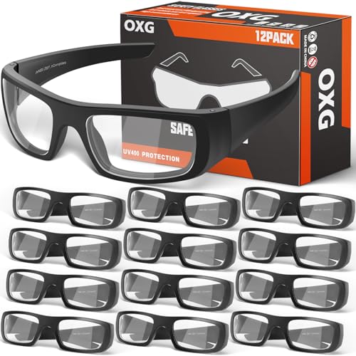 OXG Safety Glasses Protective Eyewear Men Women, ANSI Z87.1 Work Glasses Scratch Impact Resistant for Industrial Shooting - color: Clear-12