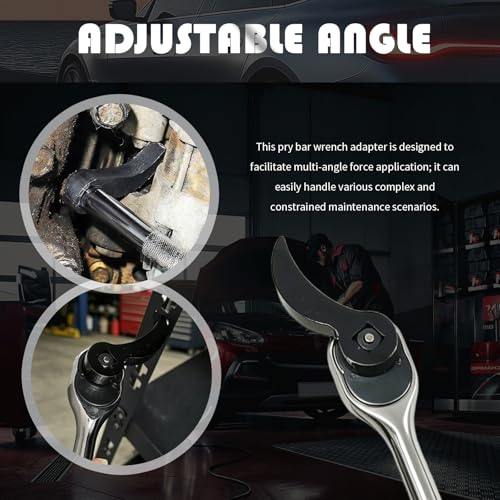 2PCS Pry Bar Wrench Adapter with 1/2" & 3/8" Square Drive Port,Bull Horn Car Half Shaft CV Axle Removal Tool for Use in Tight Spaces,Adjustable Crowbar Head CV Joint Removal Tool
