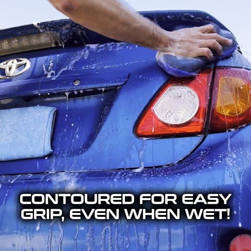 Formula 1 Super Car Wash Sponge, Two-Sided Microfiber with Mesh Scrubber | Scratch-Free Cleaning, Excellent Suds Retention, Ergonomic Grip, Durable & Long-Lasting Design - color: Super Car Wash Sponge