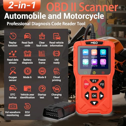 OBD2 Scanner Diagnostic Tool for Car,Professional Check Engine Code Reader,Battery Tester,Live Data,Freeze Frame,I/M Readiness,Works for All Vehicles Since 1996