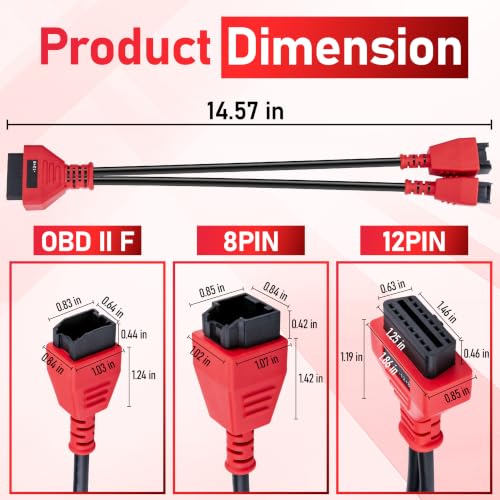 12+8 Pin Connector to OBD2 Adapter, Secutiry Gateway Bypass Cable, 12+8 Cable Suitable for Chrysler SGW Equipped FCA Vehicles for Diagnostic, Fit for Scanners MK808 MK808S MX808 MS906 Pro MS908S - size: 1.2 FT