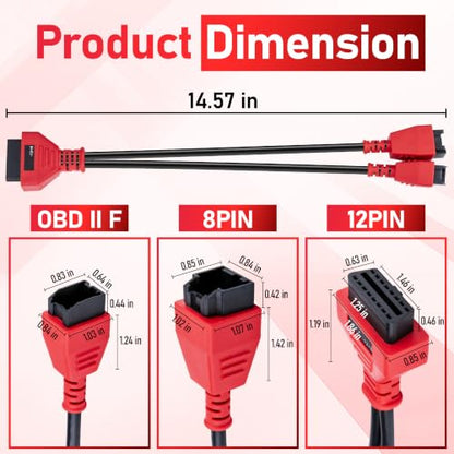12+8 Pin Connector to OBD2 Adapter, Secutiry Gateway Bypass Cable, 12+8 Cable Suitable for Chrysler SGW Equipped FCA Vehicles for Diagnostic, Fit for Scanners MK808 MK808S MX808 MS906 Pro MS908S - size: 1.2 FT