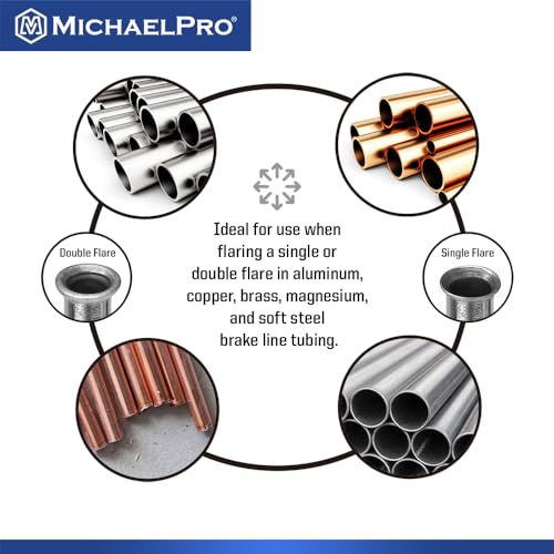 MichaelPro MP009090 Single and Double Flaring Tool Kit with Extra Adapters- Use on Aluminum, Copper, Soft Steel Brake Line and Brass Tubing
