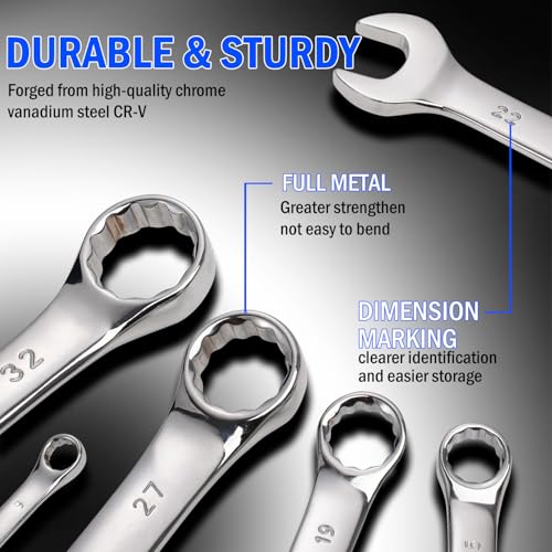 vivicreate 20-Piece Wrench Set, Metric Wrench Set 6mm-32mm, Combination Wrench Sets with Oxford Cloth Storage Bag for Home, Garage, Automotive Repair and Emergency Use - Made in India
