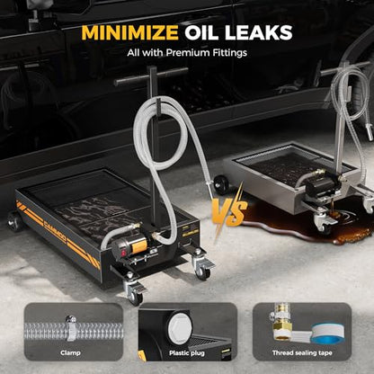 CAMMOO 15 Gal Electric Oil Drain Pan, 110V High-Flow Pump, 9.8 FT Hose, 200 W Motor, 2 Locking Swivel Casters and 2 Directional Wheels Stable, Folding Handle, Heavy-Duty for Trucks, RVs, SUVs, Black - color: Black