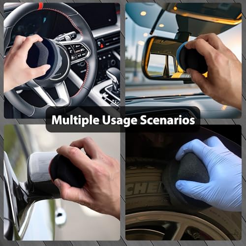 Tire Shine Applicator Pads, 2 Pcs Tire Dressing Applicator, Reusable Tire Shine Sponge Wave Contoured for Car Detailing, 3.15inch - size: 3.15inch-2 Black