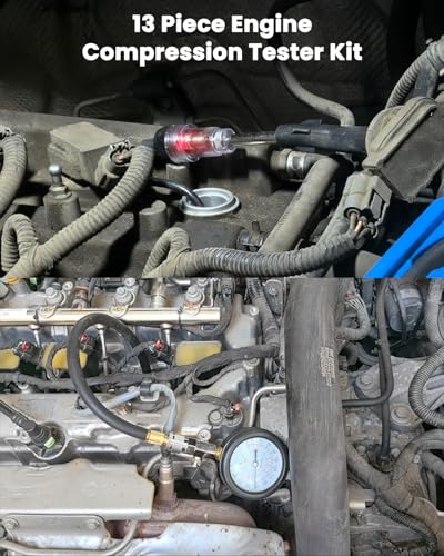 SIXIWANZI 13 Piece Engine Compression Tester Kit, 0-300 PSI Compression Tester Automotive with Spark Plug Tester, Small Engine Compression Tester with M10 M12 M14 M16 M18
